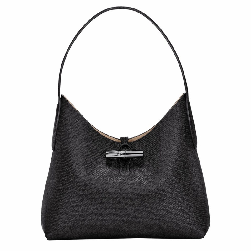 Black Longchamp Roseau M Women's Hobo Bags